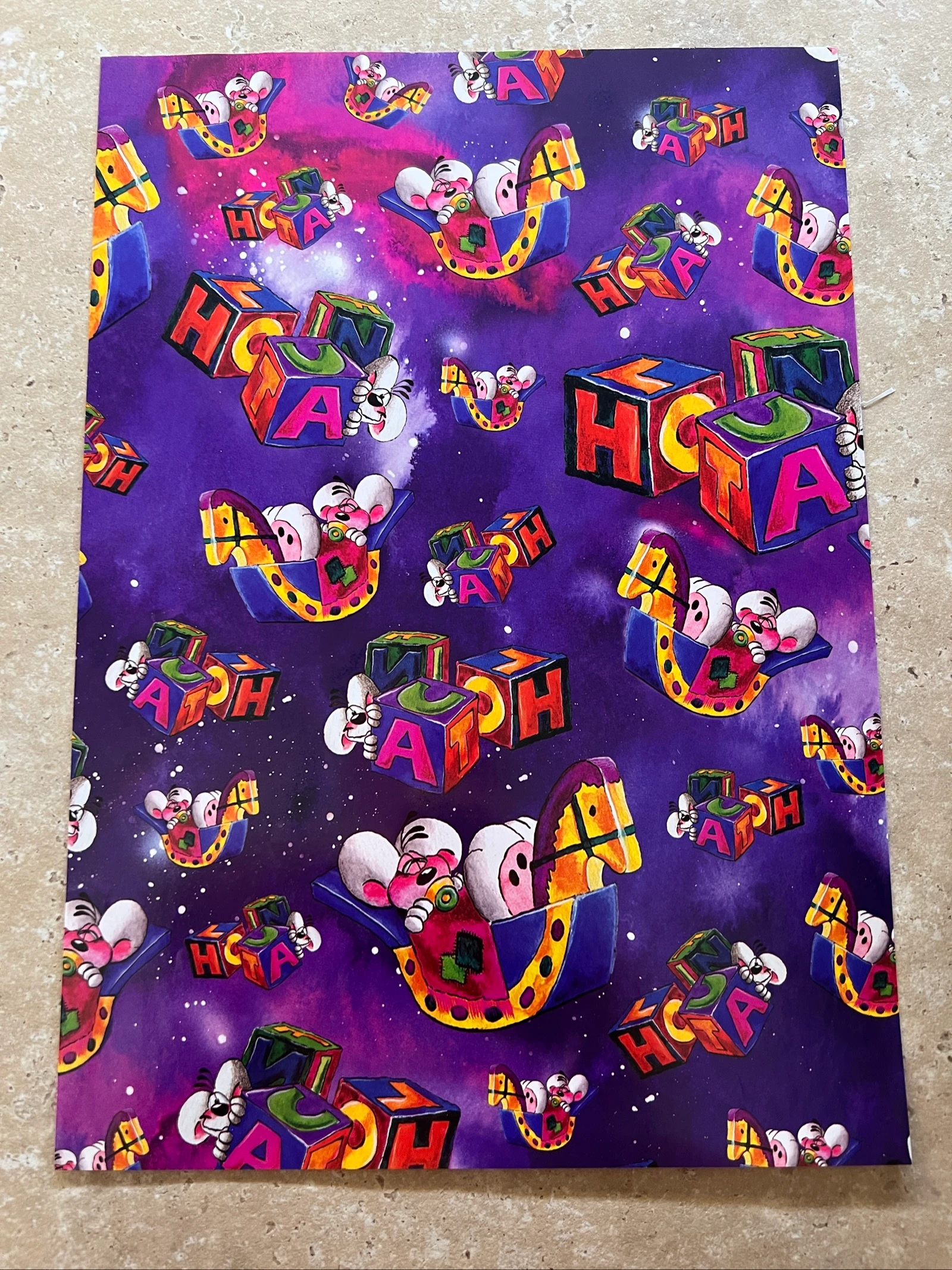 Papier cadeau Diddl format A4 ancien 